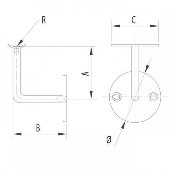 Dibujo técnico Soporte pared 90º 3 piezas