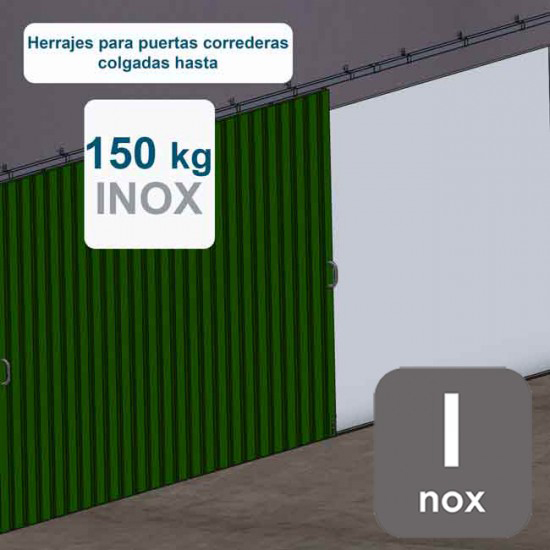 Herrajes puertas correderas hasta 150 Kg INOXIDABLE