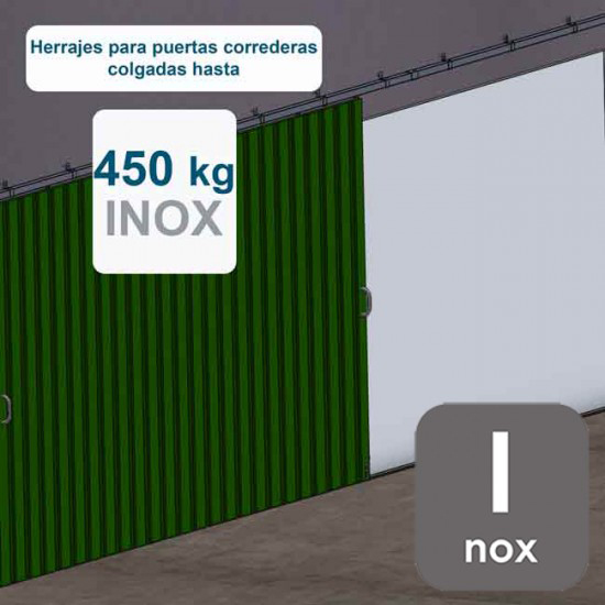 Herrajes puertas correderas hasta 450 Kg INOXIDABLE