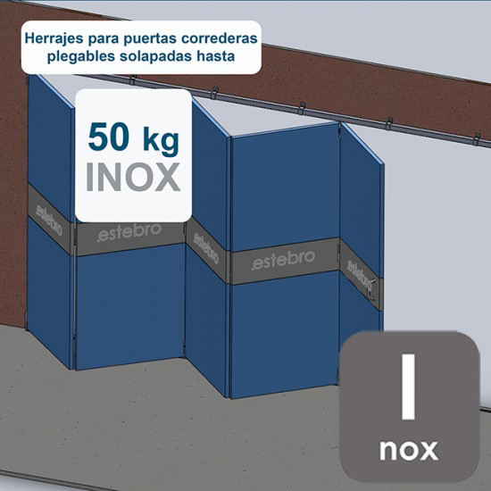 Herrajes puertas correderas plegables hasta 50 Kg Inoxidable