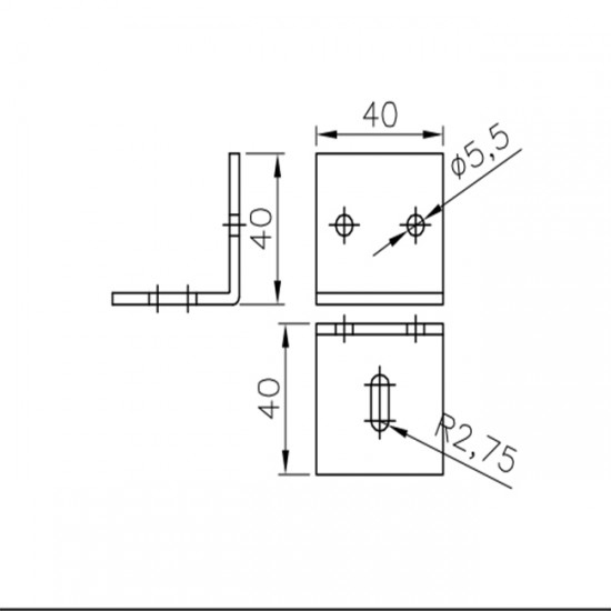 Plano abrazadera raíl aluminio U30 Simple