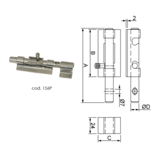 Cerrojo inoxidable para puertas seguridad