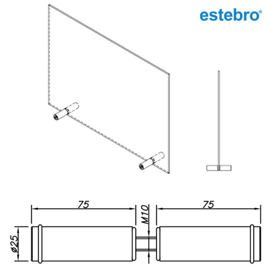 Pata Mampara Divisoria 25x150 -plano-