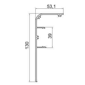 Plano Embellecedor raíl aluminio U-30 pestaña